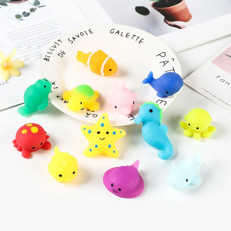 Cute buns kneading reducing pressure tricking venting gifts Wholesale Sea Animal Squeeze Fidget Toys TPR mochi squishy toys