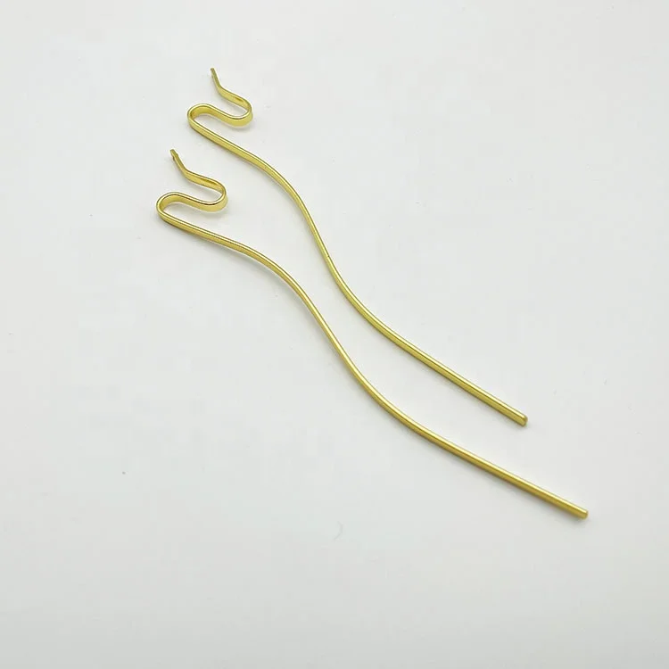 Wholesale yiwu wavy hairpin simple design plain hair pins iron copper metal hair chopsticks accessories for women girls
