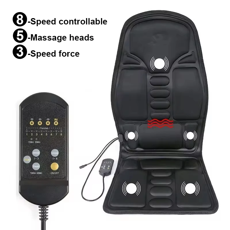 Full-Body Back Neck Waist Infrared Therapy Heated Massage Electric Vibrator Cushion Seat Car Home Office Massage Chair Pad