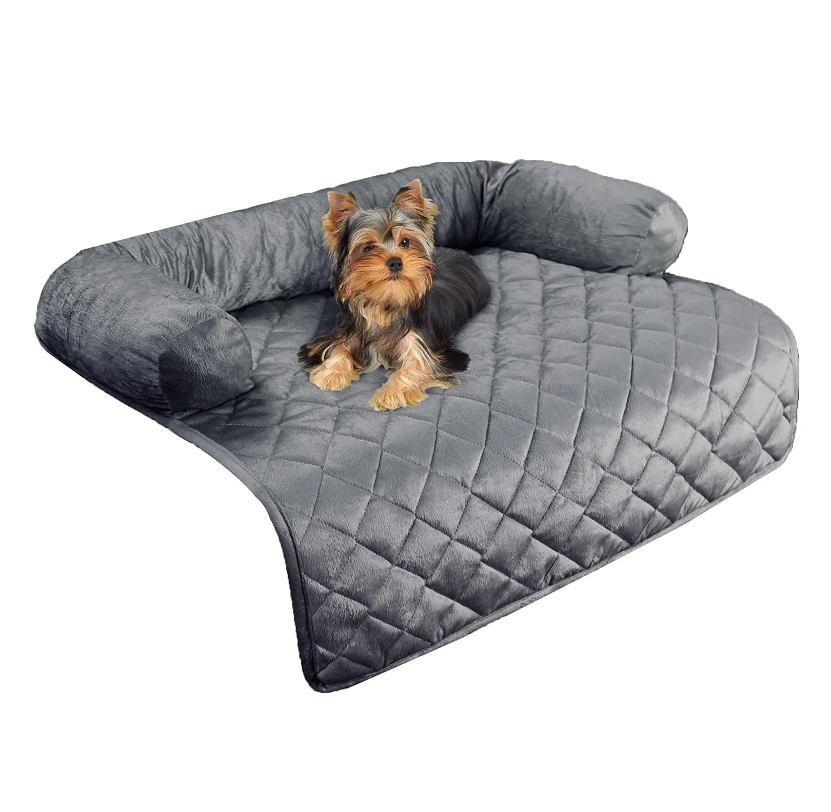 Anti- slip Bolster Pet Sofa Cover, Plush Velvet Fabrics