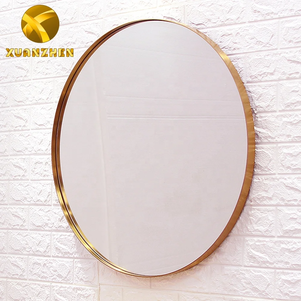 Home furniture modern gold metal bath mirrors decor wall mirror stainless steel luxury round mirrors for sale