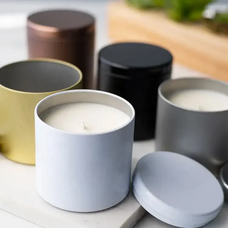 Custom Multi Colored Tall Seamless Jars Candle Making Snack Food Storage Box Metal Can