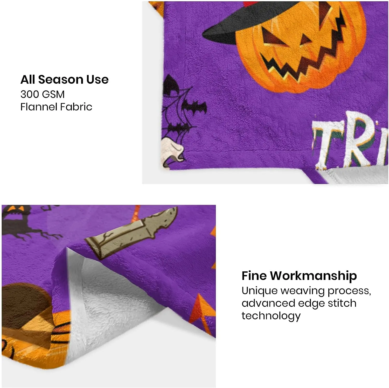Pumpkin Cute Halloween Throw Blankets Flannel Fleece Spooky Printed Blanket for Kids