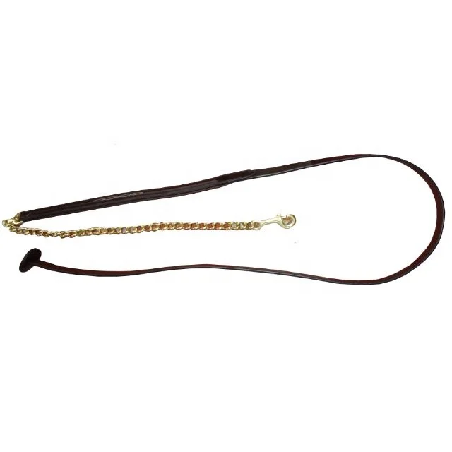 New Horse Leather Lead with heave Brass Chain