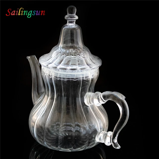 arabia style design handmade borosilicate thermo glass tea infusion pot