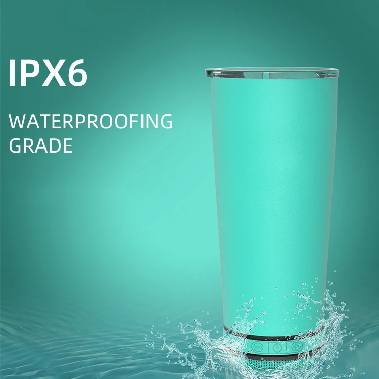 The Most Popular Smart Mark Blue tooth Red Tumbler Waterproof Cup Stainless Steel Kettle Speaker Supports Usb Charging