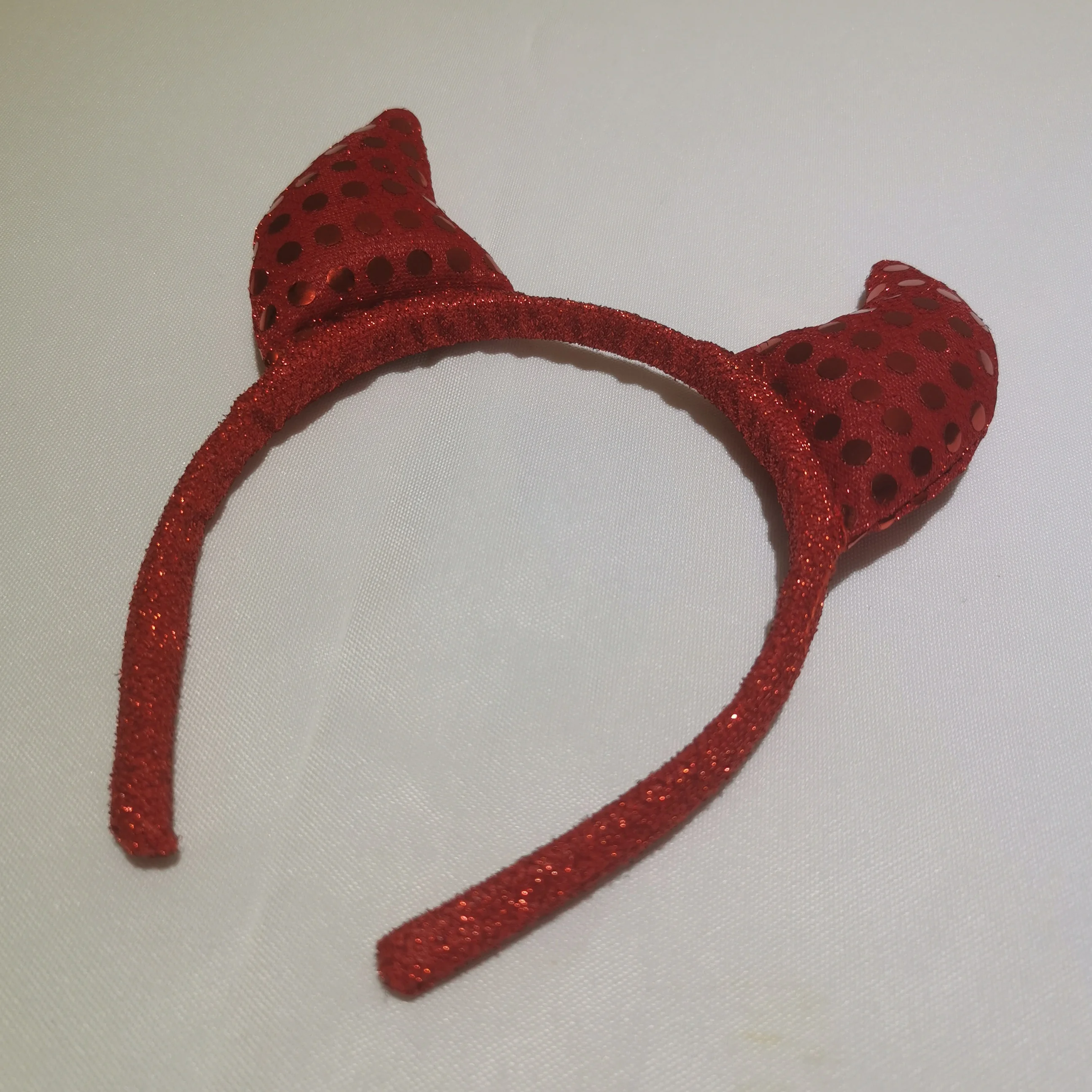 custom halloween cosplay red devil horns headband bow fork and tail 4PC set sequin devil costume accessories