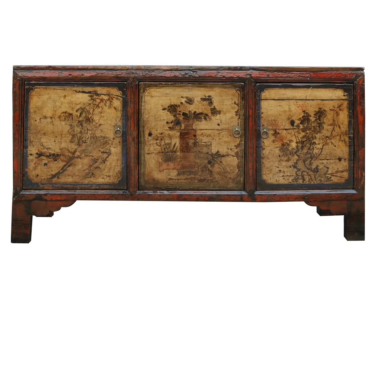 Antique Reproduction Painted High Glossy Sideboard Vintage Wooden Cupboard Chinese Style Cabinet Buffet