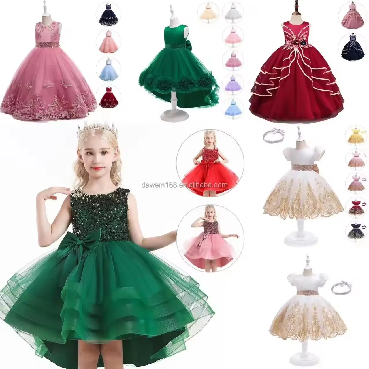 Детские Длинные платья для девочек