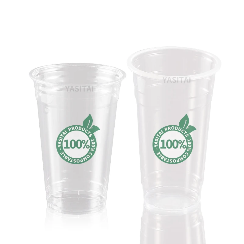 custom  Compostable Transparent Cups Biodegradable Plastic Pla Cups with pla lid