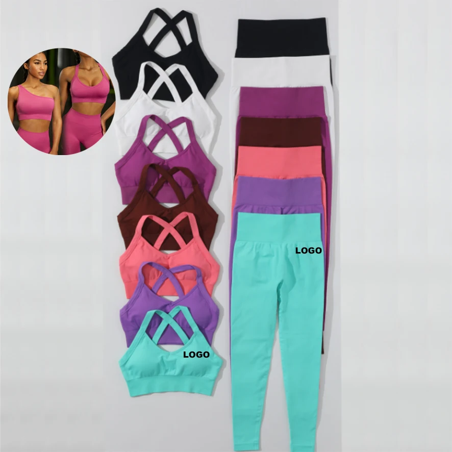 2022 ODM / OEM Customize Sports Apparel Activewear V Shape Scrunch Leggings With Sports Bra Shorts Most Popular Gym Fitness Sets