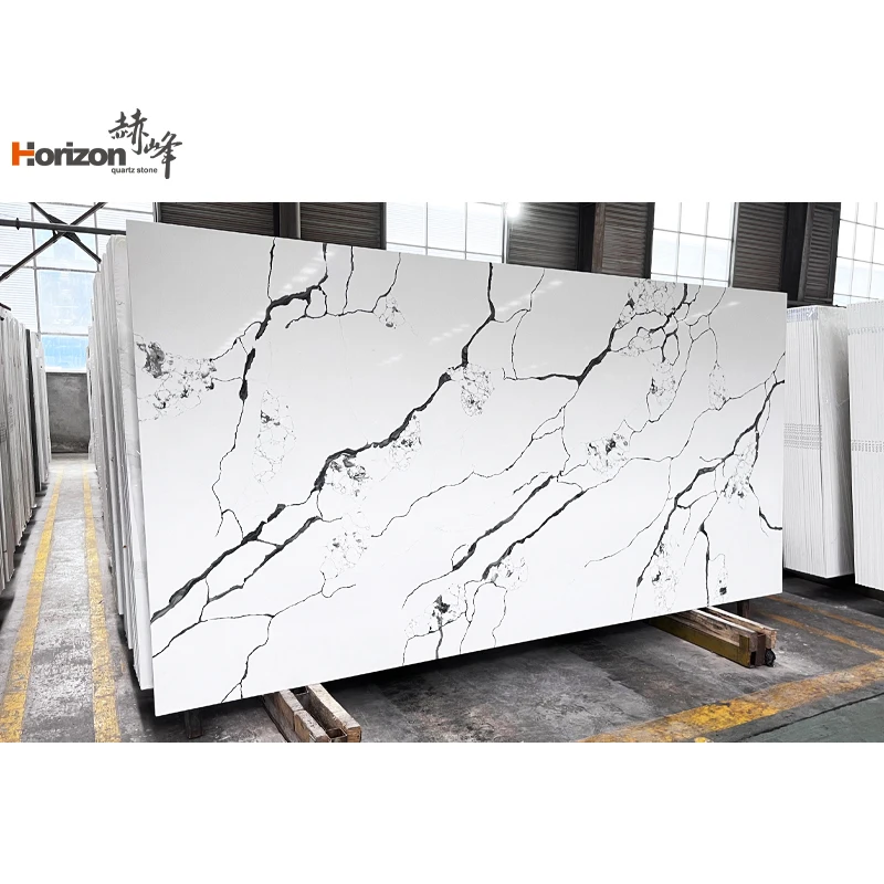 2023 Horizon quartz artificial stone slab countertop artificial black quartz countertop quartz slab carrara