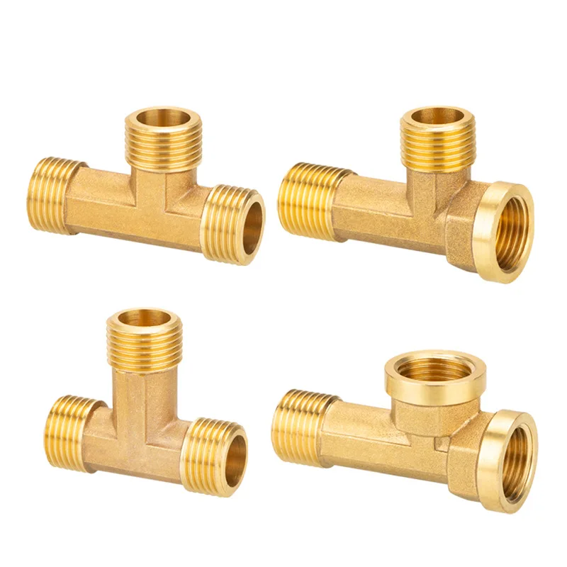 Own design side threaded joint 3 ways pipe fittings brass union Tee compression fittings