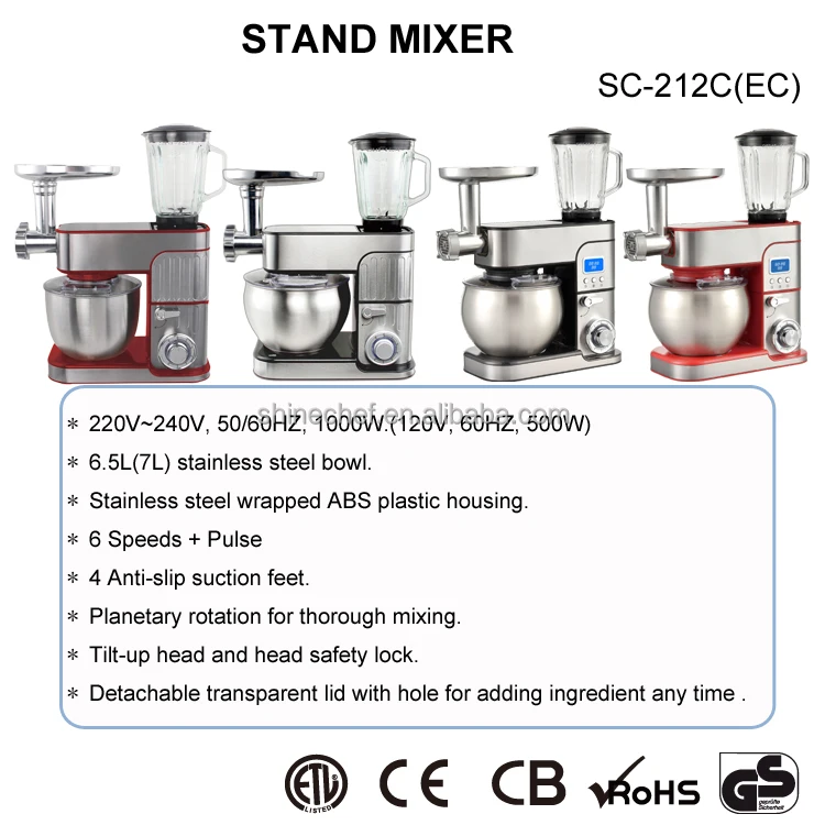 Dubai Hot Sale Stainless Steel Bread Food Mixer Home Use Cake Stand Mixer With Blender Meat Grinder