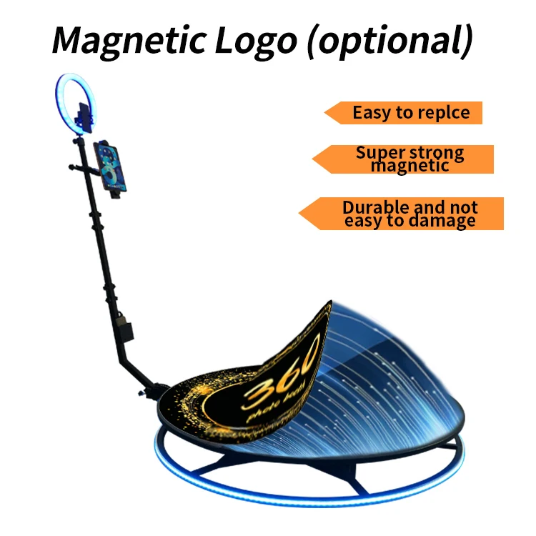 Automatic Spinning Round 360 Degree Party Video Camera Photo Booth Magnetic Logo 27-45 Inch Platform 360 Infinity Photo Booth