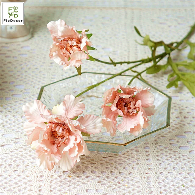 High Quality Artificial Scabiosa Silk Daisy Flower Chervil Spray for Home Wedding Party Decoration Instagram Likes