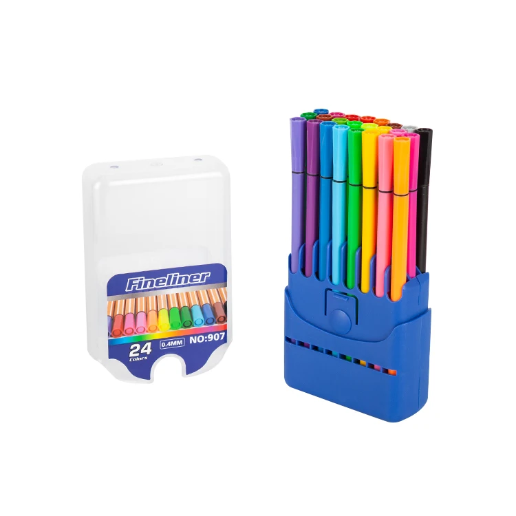 Набор цветных ручек Fineliner, 24 цвета, ручка для рисования с тонкими линиями 0,4 мм, пористые художественные маркеры с тонкими точками