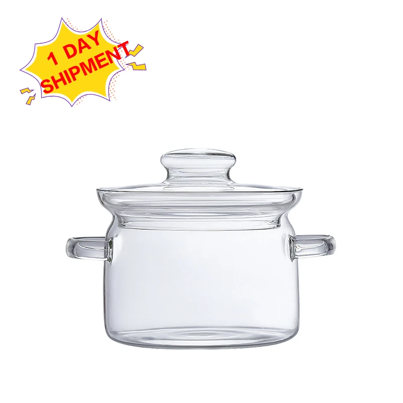 New Design Home Round 2L Transparent High Borosilicate Glass Cookware Cooking Sauce Soup & Stock Pots