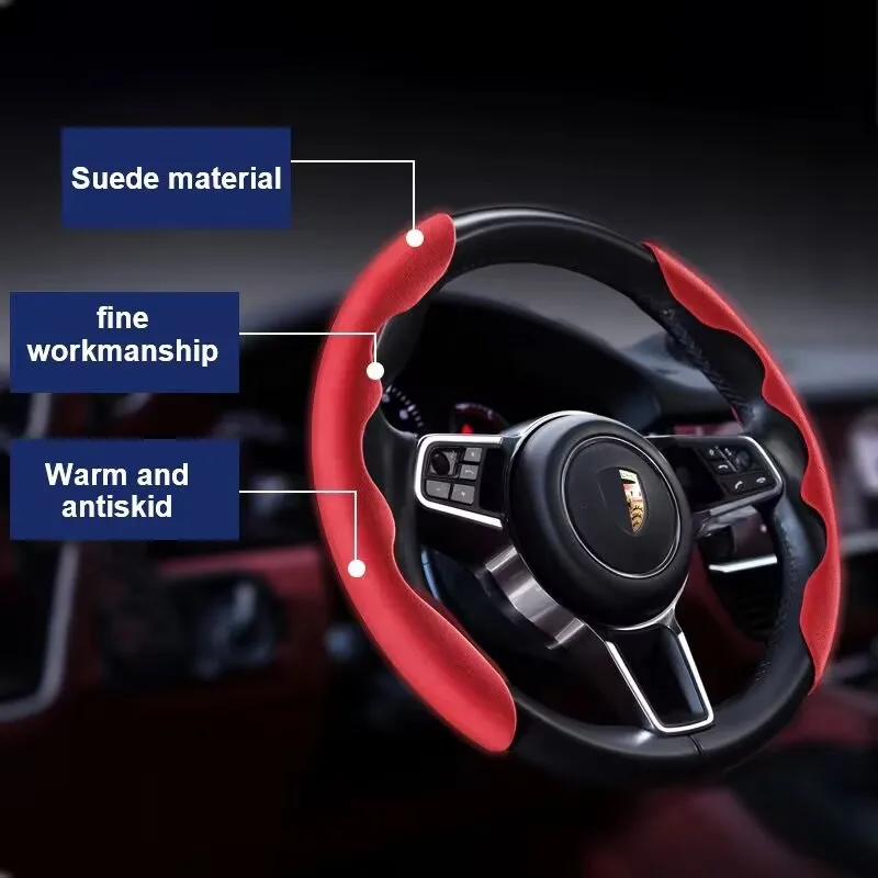 Universal Colorful suede material Car Steering Wheel Cover Anti-skid Durable Steering Wheel Accessories