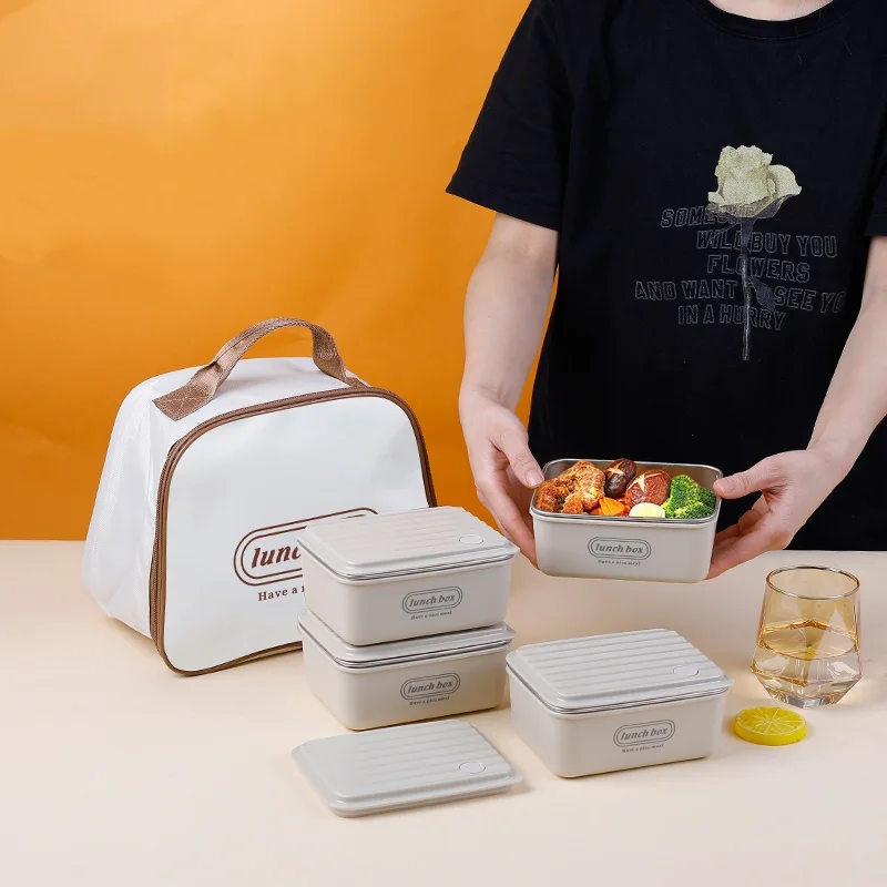 Leakproof square thermal insulated stainless steel lunch box stainless steel insulated container bento tiffin lunch box