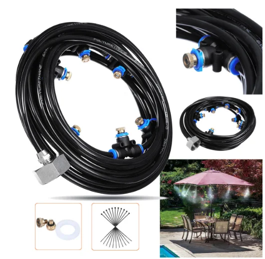 10Meter Outdoor Mist Coolant System Water Sprinkler Garden Patio Mister Cooling Spray Kits