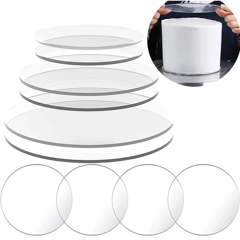 4/6/8/10inch Acrylic Cake Board Transparent Round disc For Trimming Christmas Wedding Birthday Party Decoration
