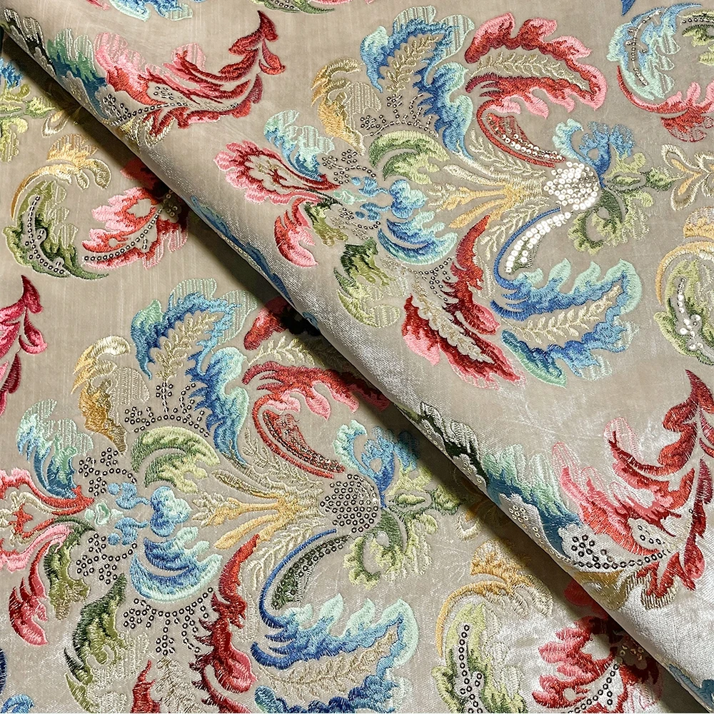 New Desgin Woven Fabrics Turkey Embroidered Sofa Velvet Fabric