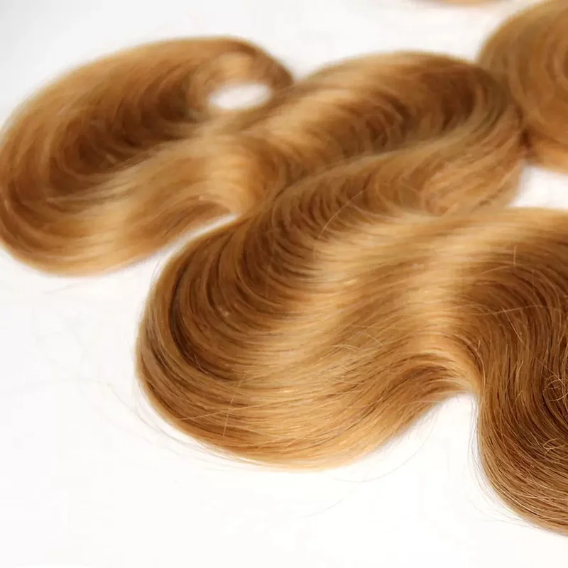 Color #27 Honey Blonde Brazilian Body Wave Hair 100% Human Hair Bundles Remy Hair Weft