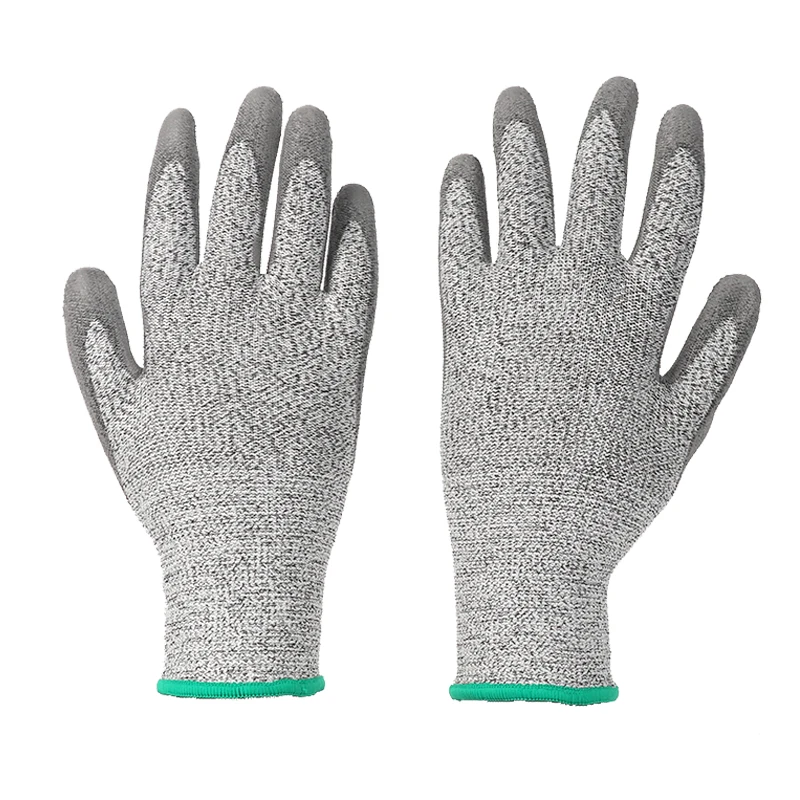Cut Resistant High Performance Glove Ansi Level-5 Protection HPPE anti-cut PU Coated Safety Gloves