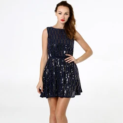 Высококачественное женское элегантное платье YIZHIQIU с блестками, Короткие вечерние платья с длинным рукавом и вырезом