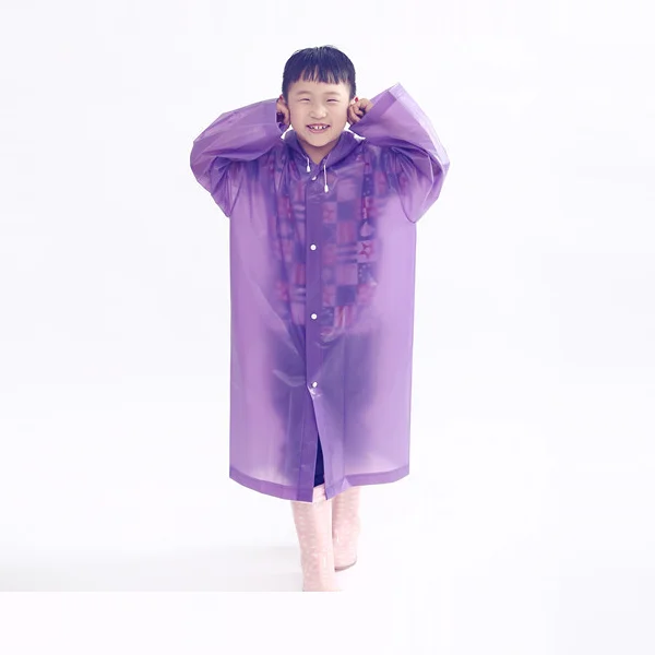 
Purple Beautiful Colors Premium Quality Colorful Non-Disposable EVA Rain Coats for Children with Hood and Drawstring 
