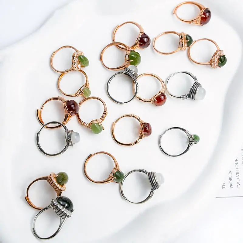 Robin Crystal factory natural carved jade stone gemstone rings
