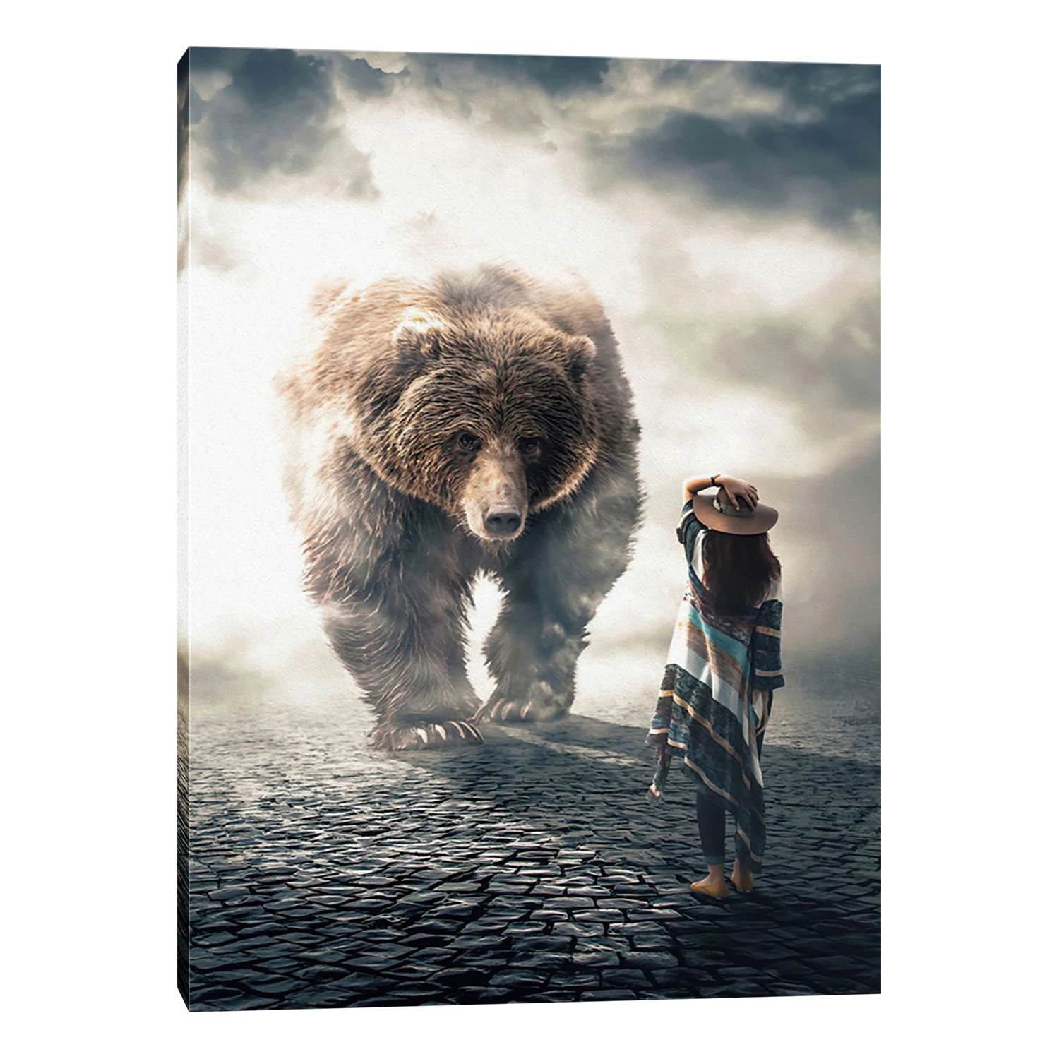 The Giant Bear Luxury Animal Artworks Decor for Living Bed Room Home Wall Art Posters Tableau Pictures Prints Canvas Paintings