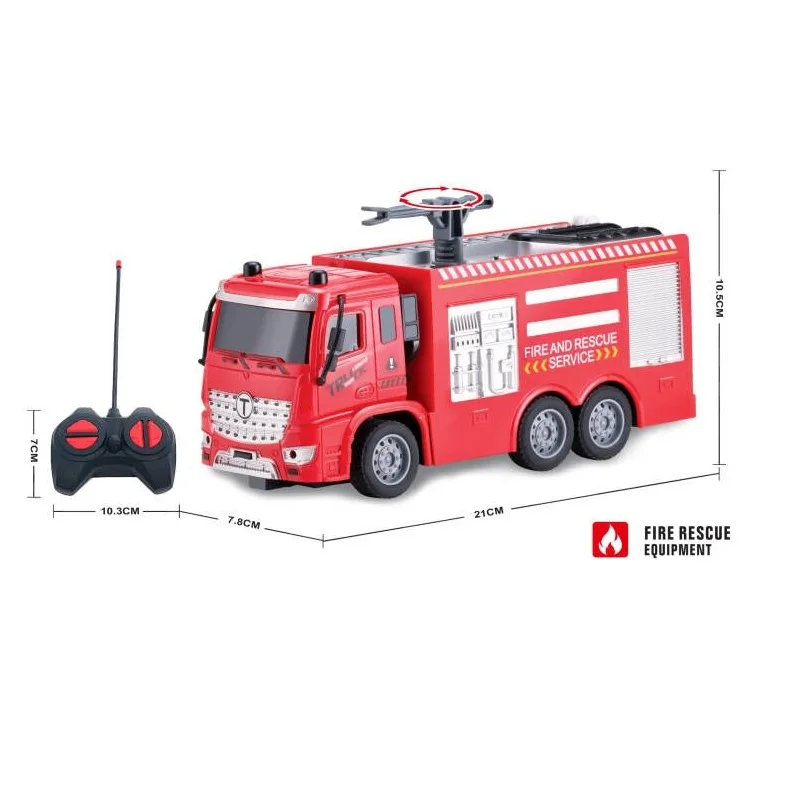 Hot Sale 1:30 4 Channel Simulation Remote Control Fire-fighter Ladder Rescue Fire Truck Toys for Kids