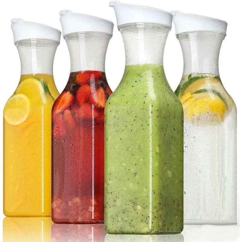 1L square transparent plastic juice pot juice bottles
