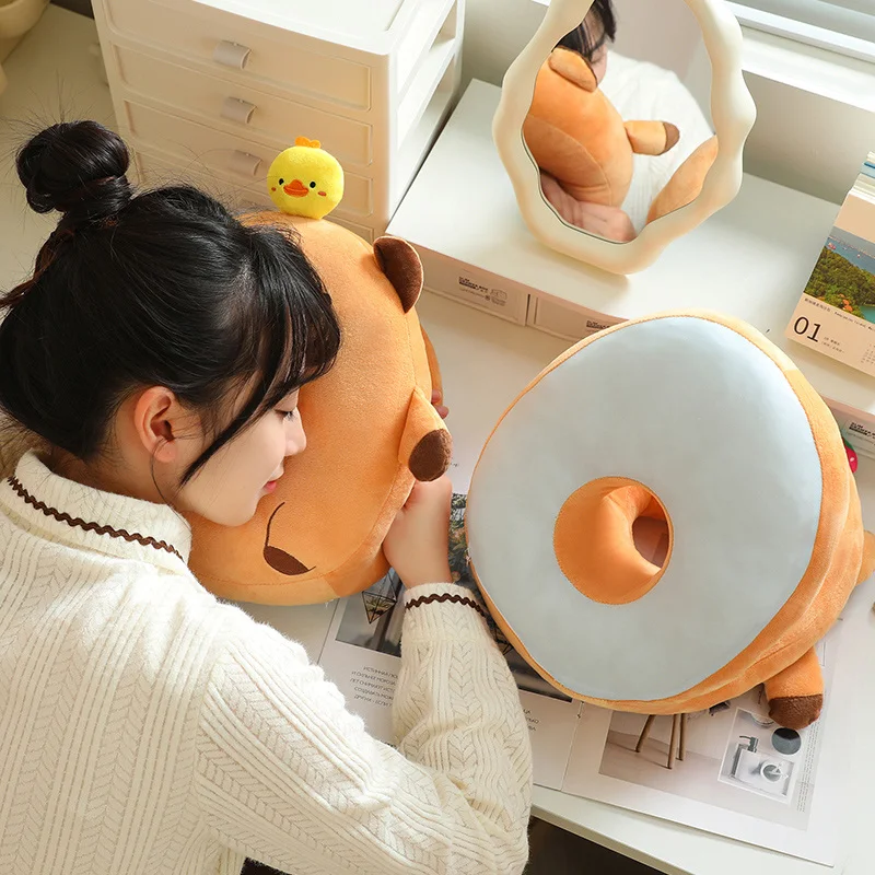 New sunrise custom lovely soft plush capybara doll nap sleeping pillow animal nap prone pillow sofa sleeper stuffed sofa cushion