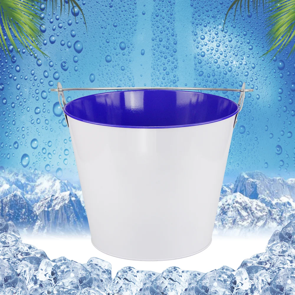 Металлическое ледяное ведро для шампанского, пива на заказ, жестяное, серебряное, рекламное, 5 л