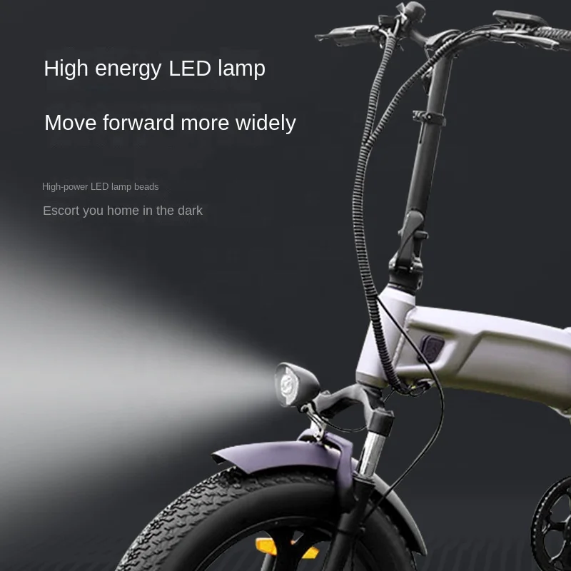 Folding variable speed electric bicycle removable lithium battery mountain electric vehicle belt led night light power car