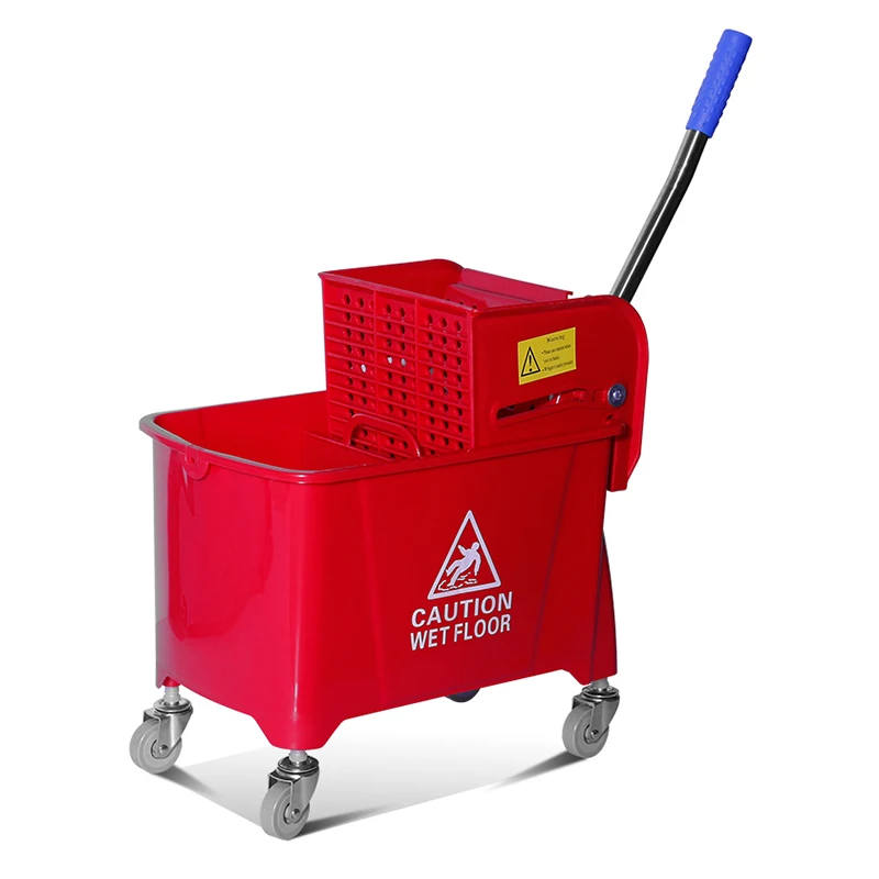 Коммерческая маленькая влажная швабра с ведром и сжимателем с желтыми колесами