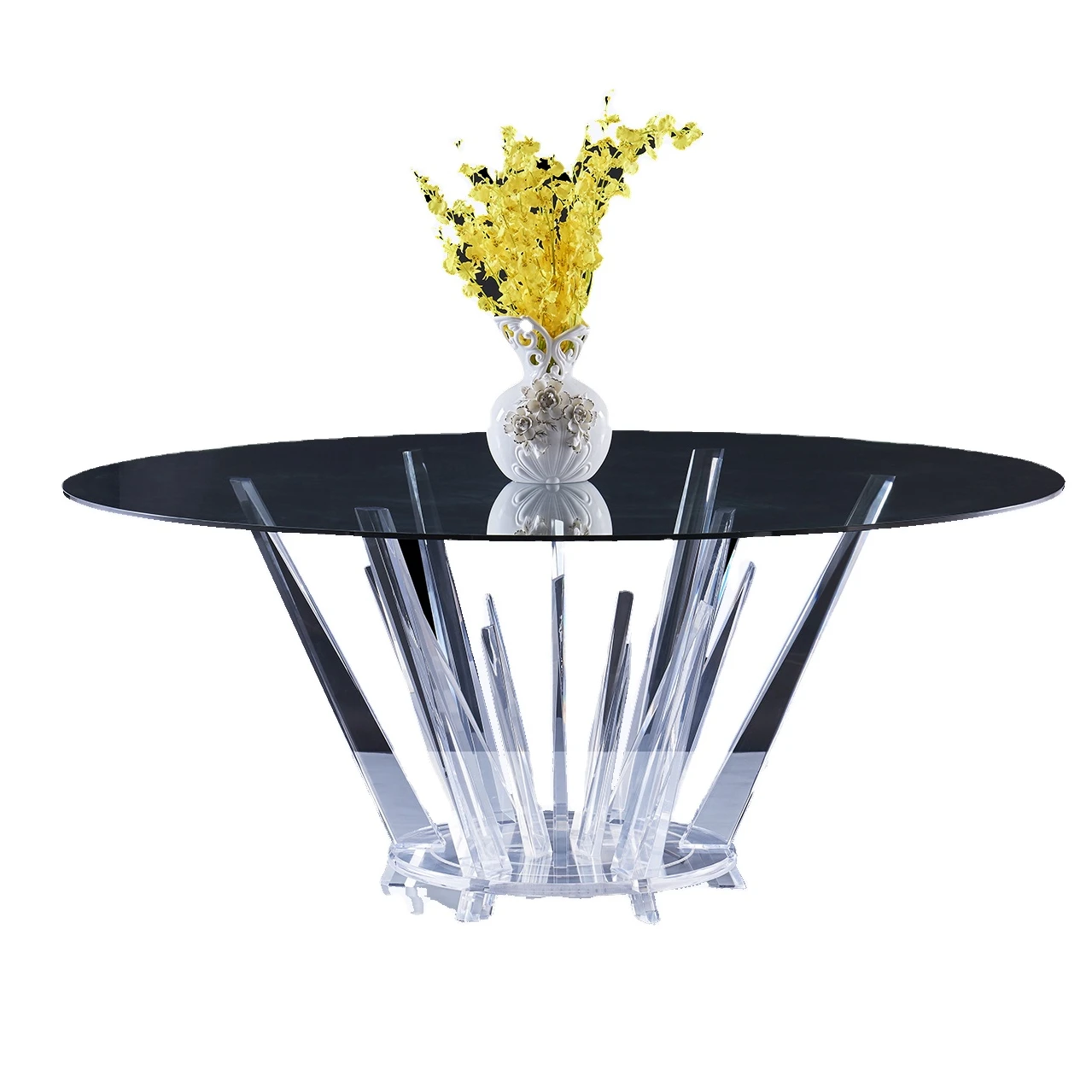 Обеденный набор, обеденный стол, высококачественный прозрачный акриловый круглый обеденный стол со стеклянной столешницей