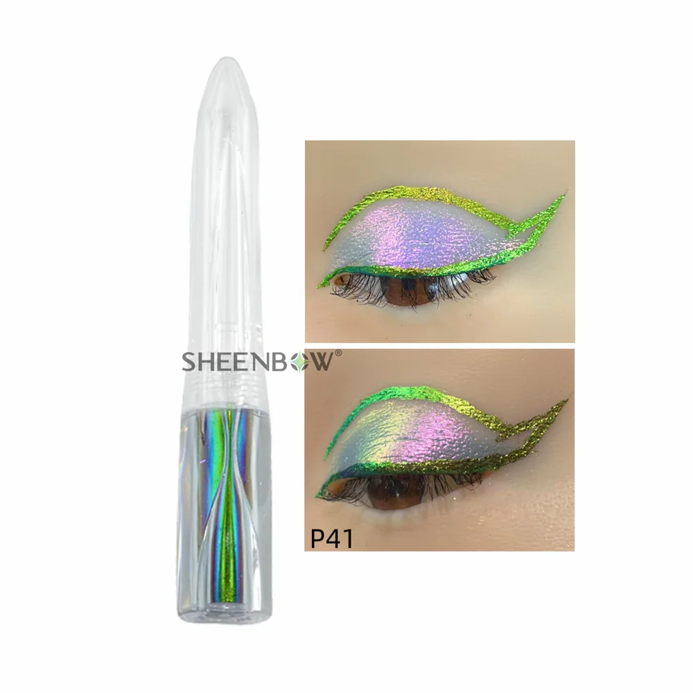 Vegan Cosmetics Private Label Cosmetics Colored Glitter Liquid Eyeliner Pencil Pen Custom Silver Blue Diamond Glitter Eyeliner