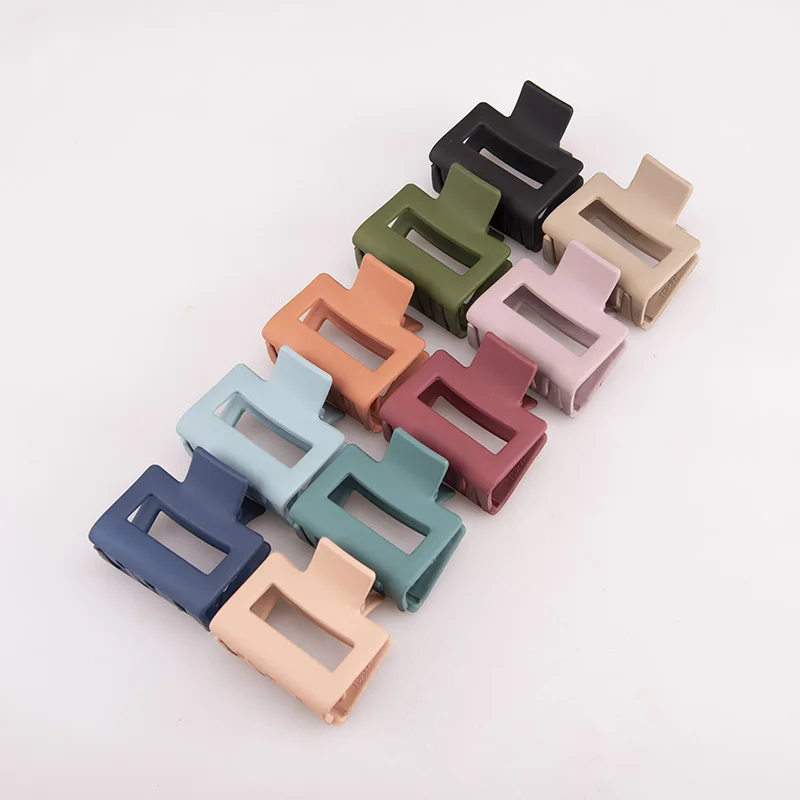 Custom color plastic hair claw clips solid Matte color Hair Clamp Square Shape Middle Size  shark clips Jaw Hair Clip for Women