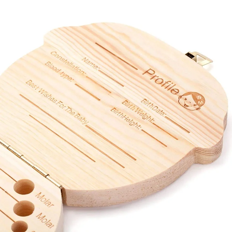 Natural Wood Crafts Boys Girls Gifts Baby First Tooth Lanugo Saver Kids Wooden Baby Tooth Box