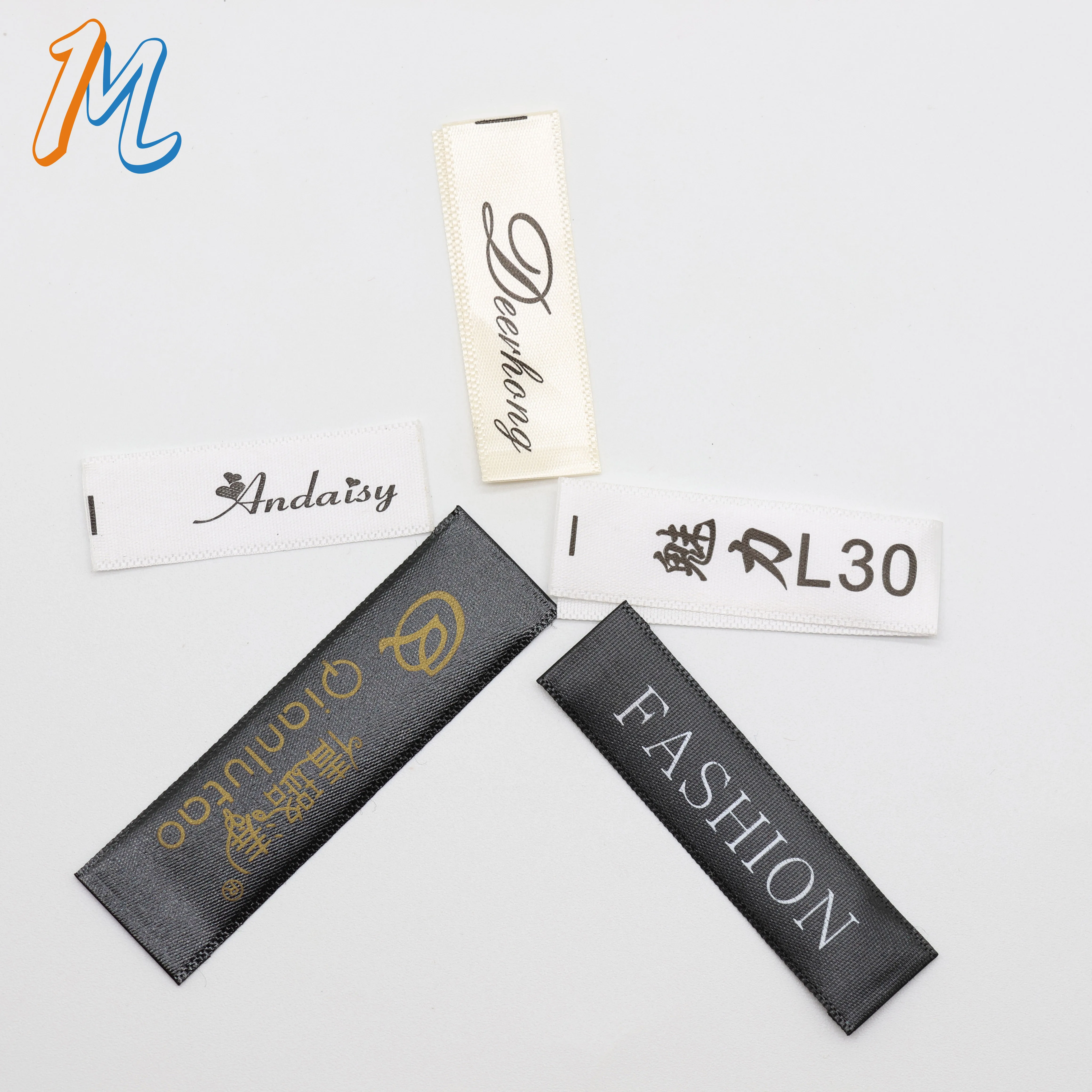 Woven White Garment Labels Clothing Manufacturer Fabric Tags Iron On Neck Cotton Custom Made Logo Label for Clothes