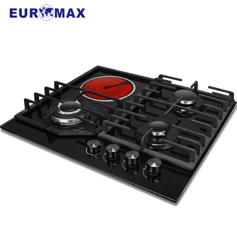 
Hot selling household glass gas hob with 3 gas 1 electric burner 