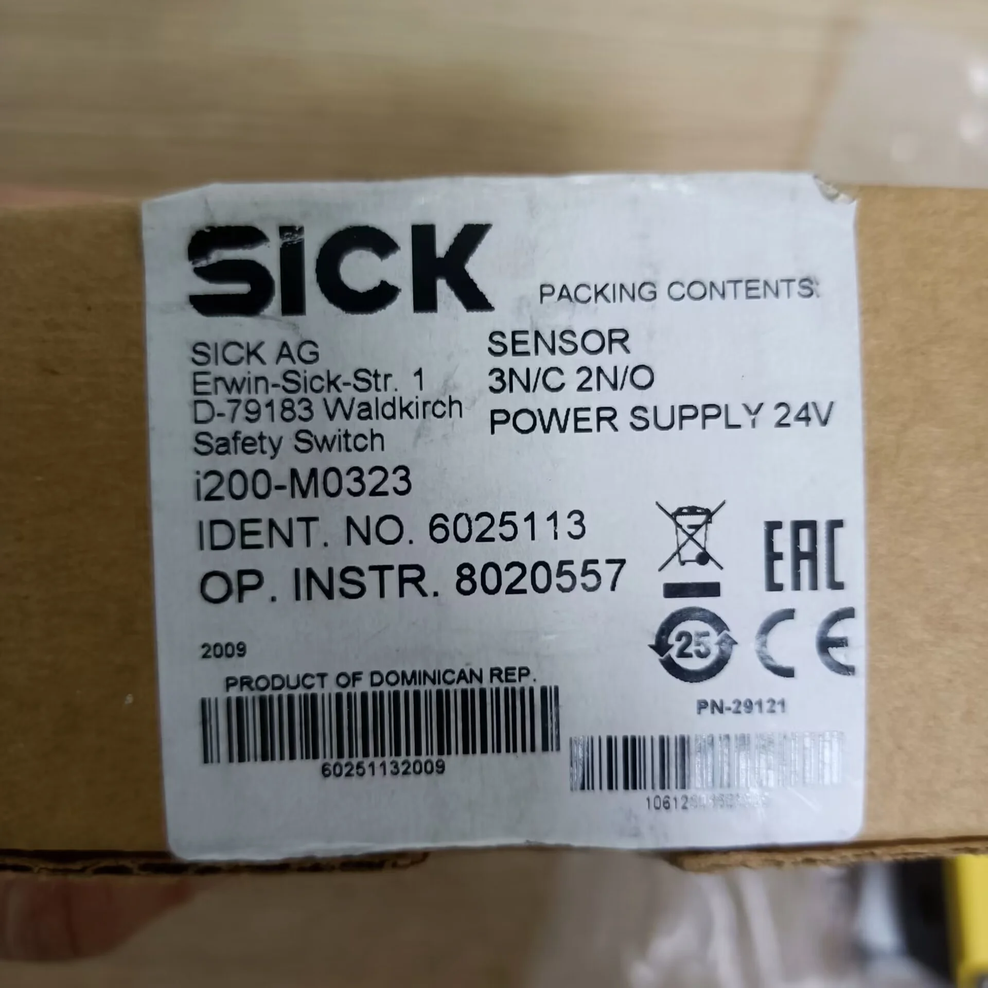 Безопасности Sick блокирующих устройств переключатель i200-M0323