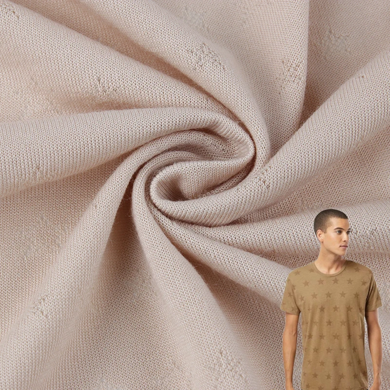 40S 150GSM Jacquard Stretch 40% Modal 37% Cotton 23% Spandex Fabric For Clothing Summer T-Shirt