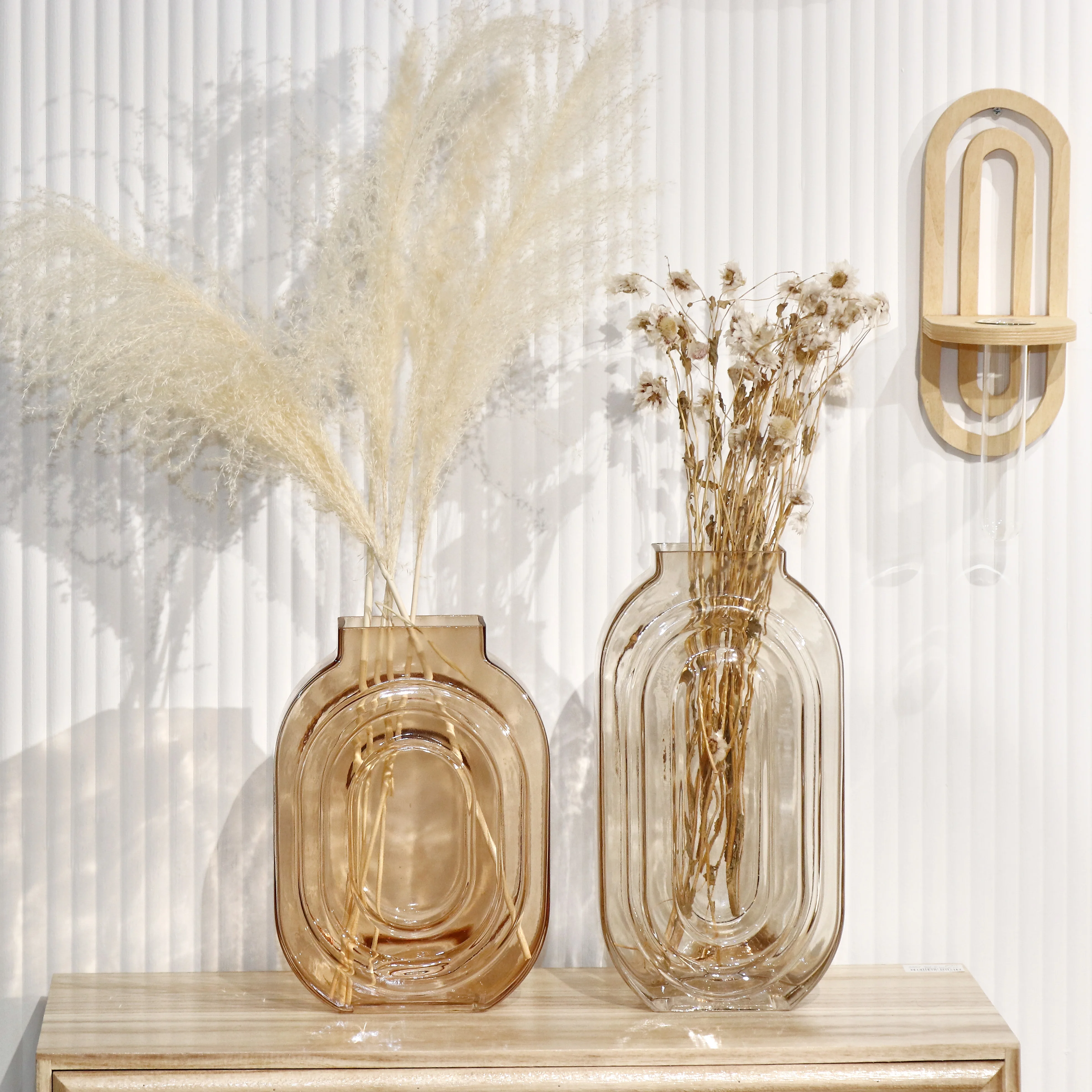 Home Decor Glass Square Shape Flower Vase Colorful Clean Big Vase