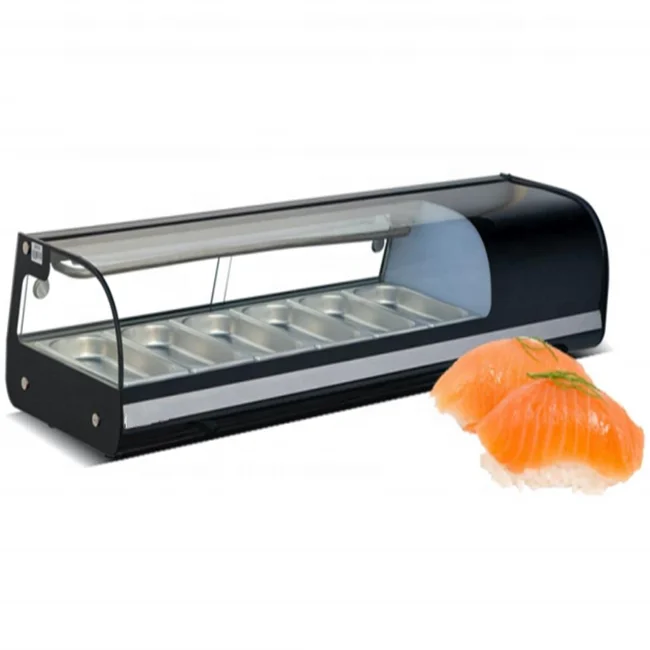 Led Light Energy Saving Glass Cabinet Refrigerated Sushi Display Case
