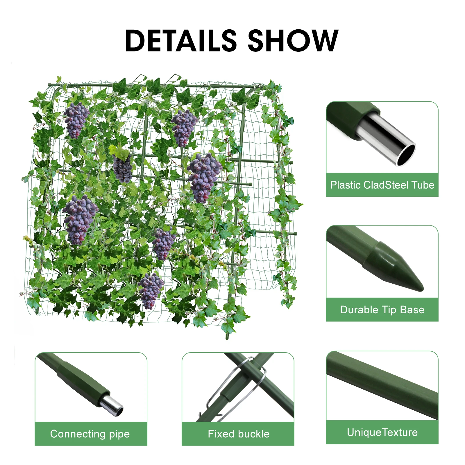 Cucumber rack Grape rack tomato cucumber climbing vine pole Garden covered plastic steel pipe support pole 160cm*40cm*160cm